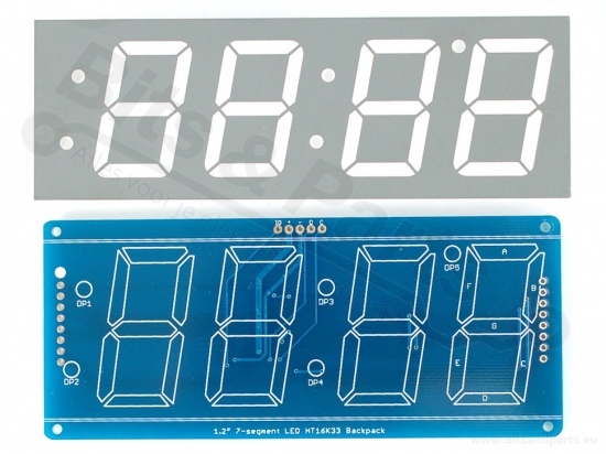 Cijferdisplay 4-Digit 7-Segments Rood 3,05cm + I2C backpack - Adafruit